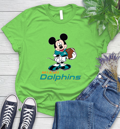 NFL Football Miami Dolphins Cheerful Mickey Mouse Shirt Women's T-Shirt 10