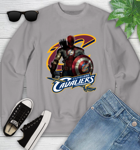 Cleveland Cavaliers NBA Basketball Captain America Thor Spider Man Hawkeye Avengers Youth Sweatshirt 4