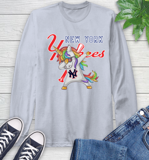 New York Yankees MLB Baseball Funny Unicorn Dabbing Sports Long Sleeve T-Shirt 6