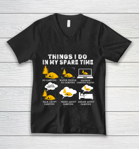 Funny Camping Gift Lovers Things I Do In My Spare Time V-Neck T-Shirt