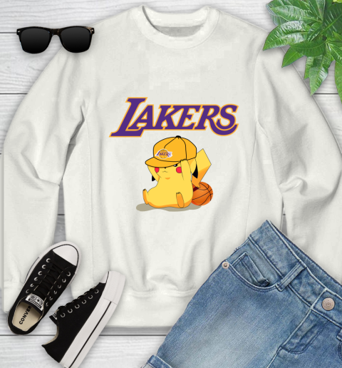 NBA Pikachu Basketball Sports Los Angeles Lakers Youth Sweatshirt