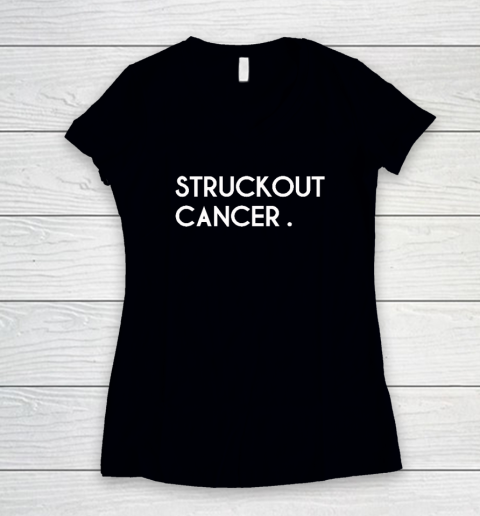 Struckout Cancer Awareness, Walk, Baseball Women's V-Neck T-Shirt