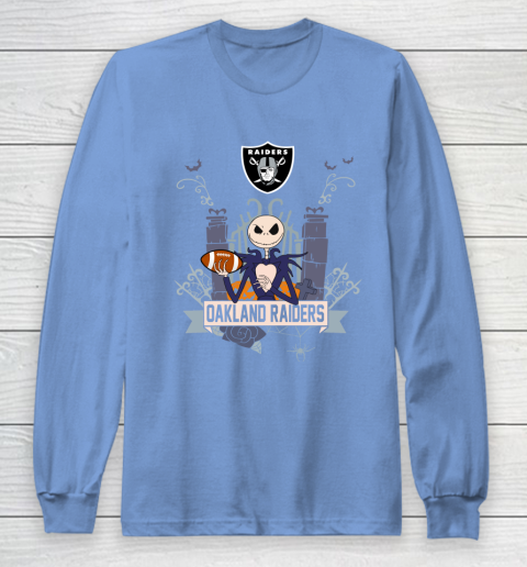 NFL Oakland Raiders Football Jack Skellington Halloween Long Sleeve T-Shirt 8