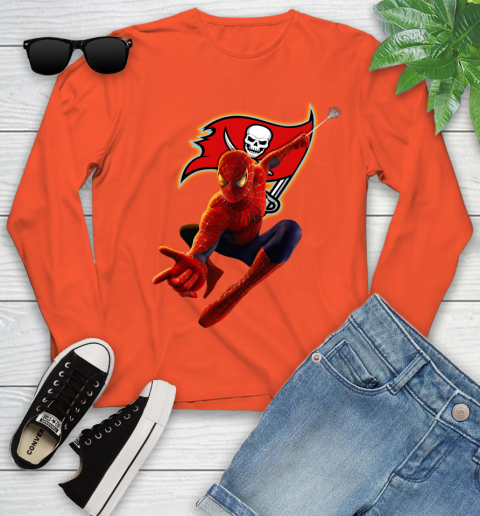 NFL Spider Man Avengers Endgame Football Tampa Bay Buccaneers Youth Long Sleeve 4