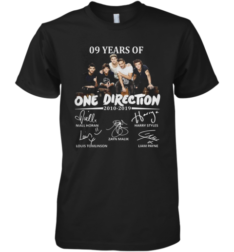 09 Years Of One Direction 2010 2019 Signatures Premium Men's T-Shirt
