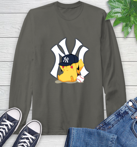 MLB Pikachu Baseball Sports New York Yankees Long Sleeve T-Shirt 8