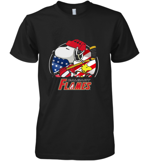 Calgary Flames Ice Hockey Snoopy And Woodstock NHL Premium Men's T-Shirt