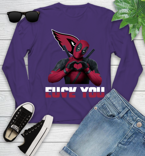 NHL Arizona Cardinals Deadpool Love You Fuck You Football Sports Youth Long Sleeve 4