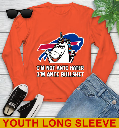 Buffalo Bills NFL Football Unicorn I'm Not Anti Hater I'm Anti Bullshit Youth Long Sleeve 4