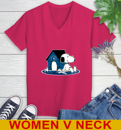 NBA Basketball Minnesota Timberwolves Snoopy The Peanuts Movie Shirt Women's V-Neck T-Shirt 10