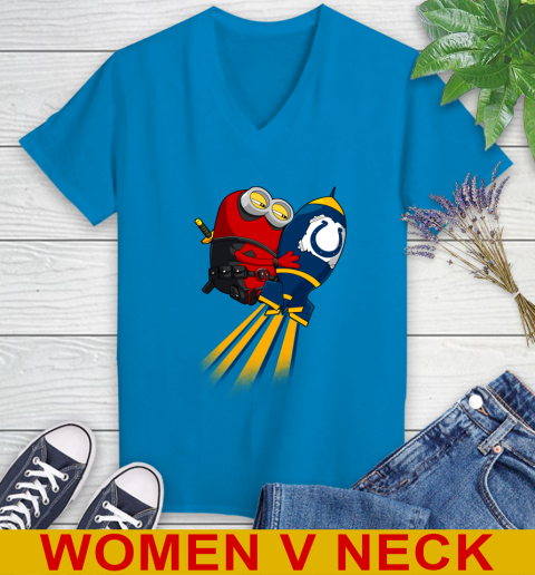 NFL Football Indianapolis Colts Deadpool Minion Marvel Shirt Women's V-Neck T-Shirt 7