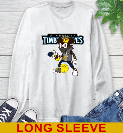 Minnesota Timberwolves NBA Basketball Mickey Peace Sign Sports Long Sleeve T-Shirt