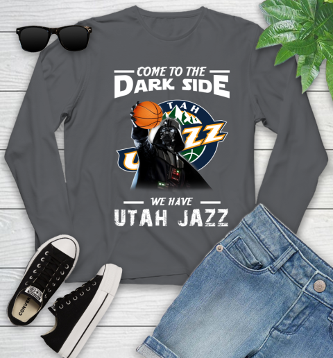 NBA Come To The Dark Side We Have Utah Jazz Star Wars Darth Vader Basketball Youth Long Sleeve 9