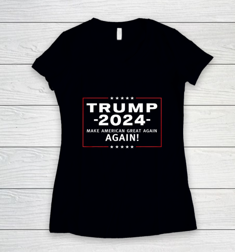 Trump 2024 Make America Great All Over Again MAGAA Women's V-Neck T-Shirt