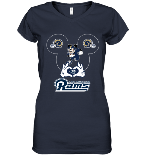 I Love The Rams Mickey Mouse Los Angeles Rams Women's V-Neck T-Shirt 