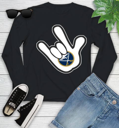 Buffalo Sabres NHL Hockey Mickey Rock Hand Disney Youth Long Sleeve 2