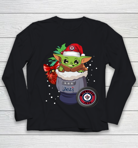 Winnipeg Jets Christmas Baby Yoda Star Wars Funny Happy NHL Youth Long Sleeve