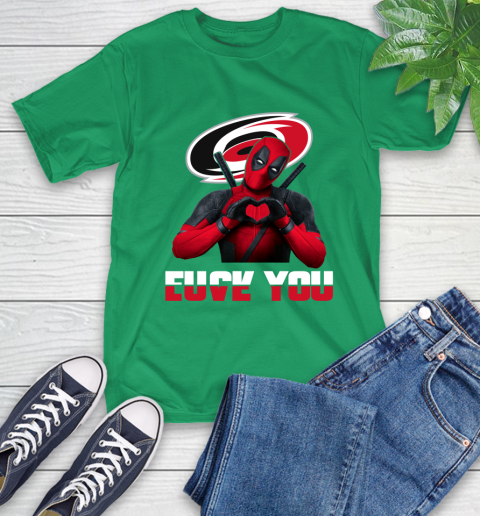 NHL Carolina Hurricanes Deadpool Love You Fuck You Hockey Sports T-Shirt 7