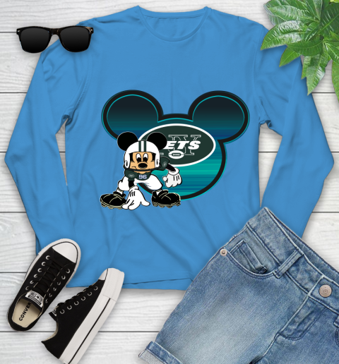 NFL New York Jets Mickey Mouse Disney Football T Shirt Youth Long Sleeve 7