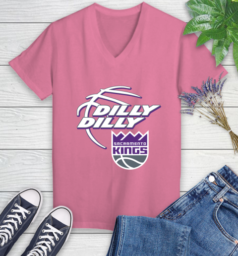 NBA Sacramento Kings Dilly Dilly Basketball Sports Women's V-Neck T-Shirt 13