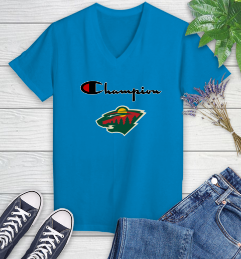 NHL Hockey Minnesota Wild Champion Shirt Women's V-Neck T-Shirt 6 NHL Hockey Minnesota Wild Champion Shirt Women's V-Neck T-Shirt - Image 6