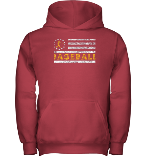 t5qv baseball lovers vintage american betsy ross flag softball youth hoodie 43 front red