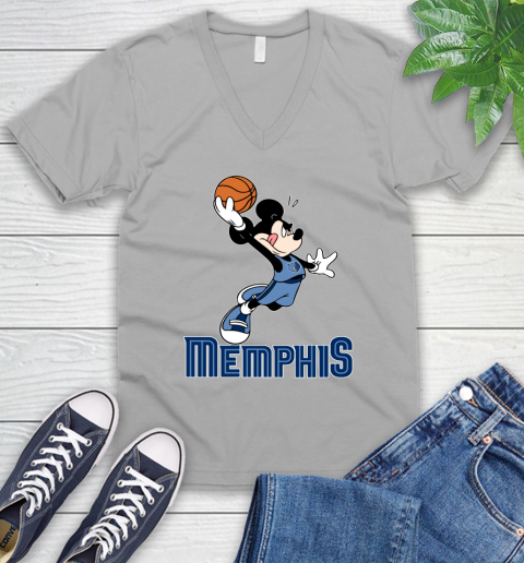NBA Basketball Memphis Grizzlies Cheerful Mickey Mouse Shirt V-Neck T-Shirt 4