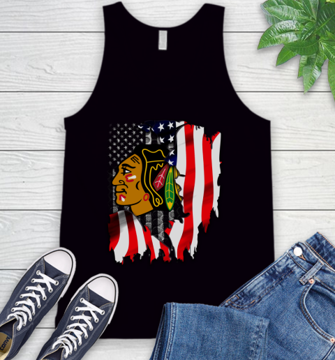 Chicago Blackhawks NHL Hockey American Flag Tank Top