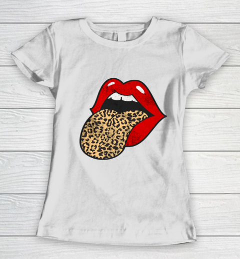Red Lips Leopard Tongue Trendy Animal Print Women's T-Shirt