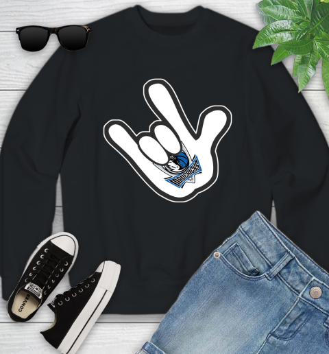 Dallas Mavericks NBA Basketball Mickey Rock Hand Disney Youth Sweatshirt 2