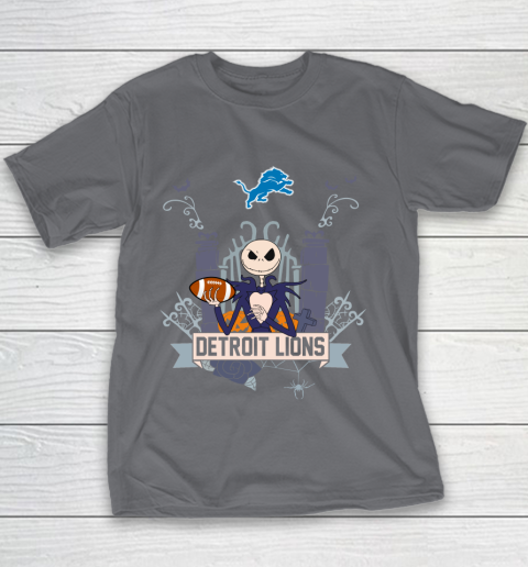NFL Detroit Lions Football Jack Skellington Halloween Youth T-Shirt 5