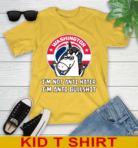 Washington Wizards NBA Basketball Unicorn I'm Not Anti Hater I'm Anti Bullshit Youth T-Shirt 8