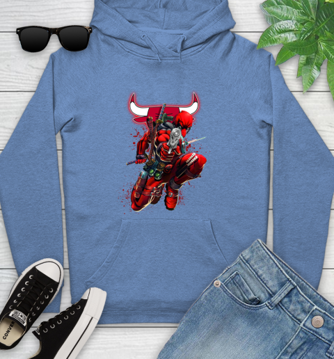 NBA Deadpool Marvel Comics Sports Basketball Chicago Bulls Youth Hoodie 12