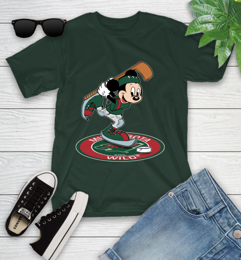 NHL Hockey Minnesota Wild Cheerful Mickey Disney Shirt Youth T-Shirt 5