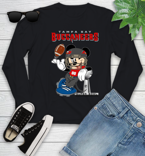 NFL Tampa Bay Buccaneers Mickey Mouse Disney Super Bowl Football T Shirt Youth Long Sleeve 2