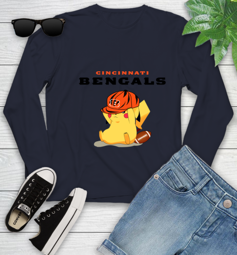 NFL Pikachu Football Sports Cincinnati Bengals Youth Long Sleeve 3