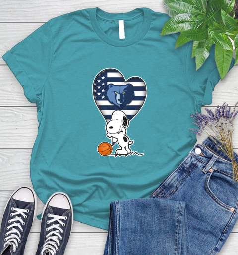 Memphis Grizzlies NBA Basketball The Peanuts Movie Adorable Snoopy Women's T-Shirt 12