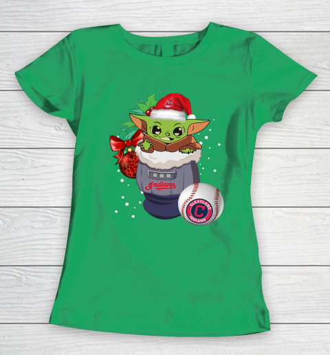 Cleveland Indians Christmas Baby Yoda Star Wars Funny Happy MLB Women's T-Shirt