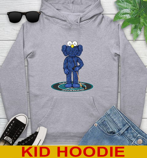 NHL Hockey San Jose Sharks Kaws Bff Blue Figure Shirt Youth Hoodie - Image 7