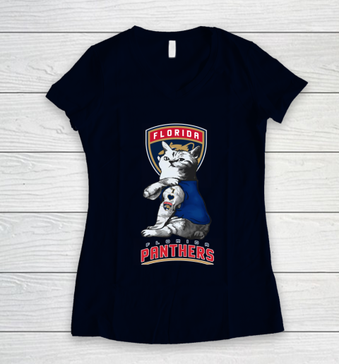 NHL My Cat Loves Florida Panthers Hockey Women's V-Neck T-Shirt 3 NHL My Cat Loves Florida Panthers Hockey Women's V-Neck T-Shirt - Image 3