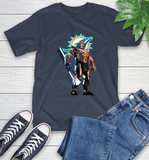 NFL Thanos Gauntlet Avengers Endgame Football Miami Dolphins T-Shirt 4