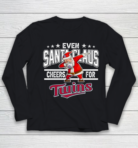 Minnesota Twins Even Santa Claus Cheers For Christmas MLB Youth Long Sleeve