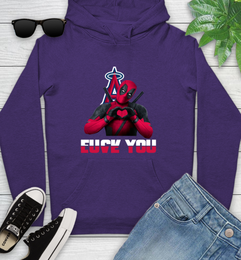 MLB Los Angeles Angels Deadpool Love You Fuck You Baseball Sports Youth Hoodie 5