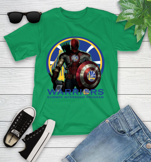 Golden State Warriors NBA Basketball Captain America Thor Spider Man Hawkeye Avengers Youth T-Shirt 6
