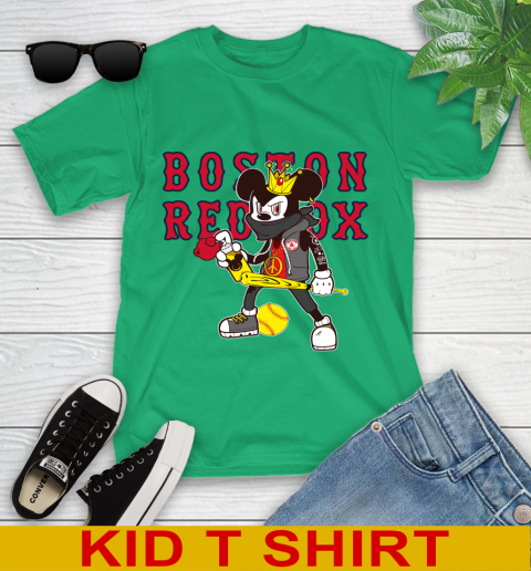 Boston Red Sox MLB Baseball Mickey Peace Sign Sports Youth T-Shirt 6