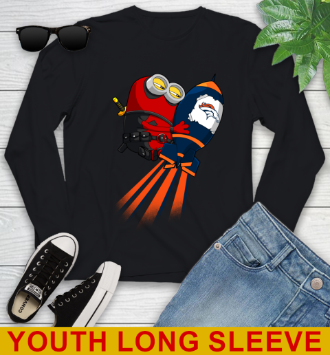 NFL Football Denver Broncos Deadpool Minion Marvel Shirt Youth Long Sleeve