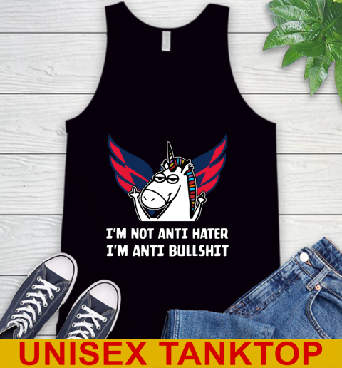 Washington Capitals NHL Hockey Unicorn I'm Not Anti Hater I'm Anti Bullshit Tank Top 2