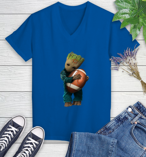 NFL Groot Guardians Of The Galaxy Football Sports Chicago Bears Women's V-Neck T-Shirt - Image 11