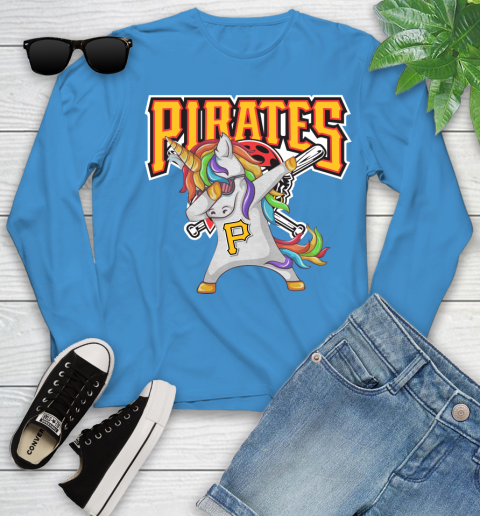 Pittsburgh Pirates MLB Baseball Funny Unicorn Dabbing Sports Youth Long Sleeve 7