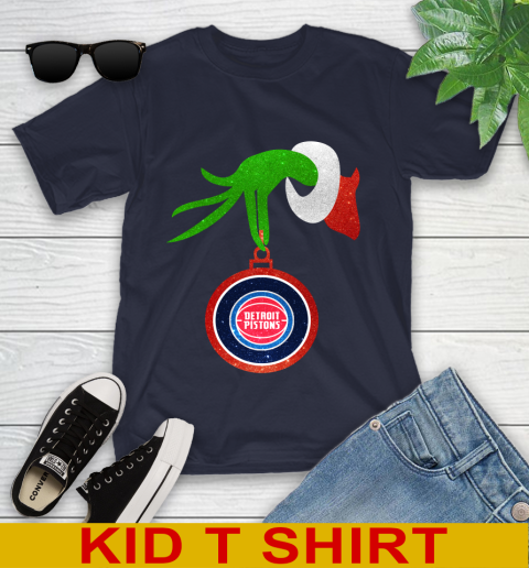 Detroit Pistons Grinch Merry Christmas NBA Basketball Youth T-Shirt 3